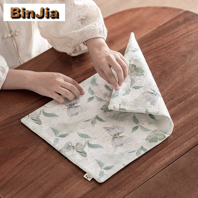 Embroidery Cloth - Brokar İşlemeli Gölge Kelebek Desenli Çift
