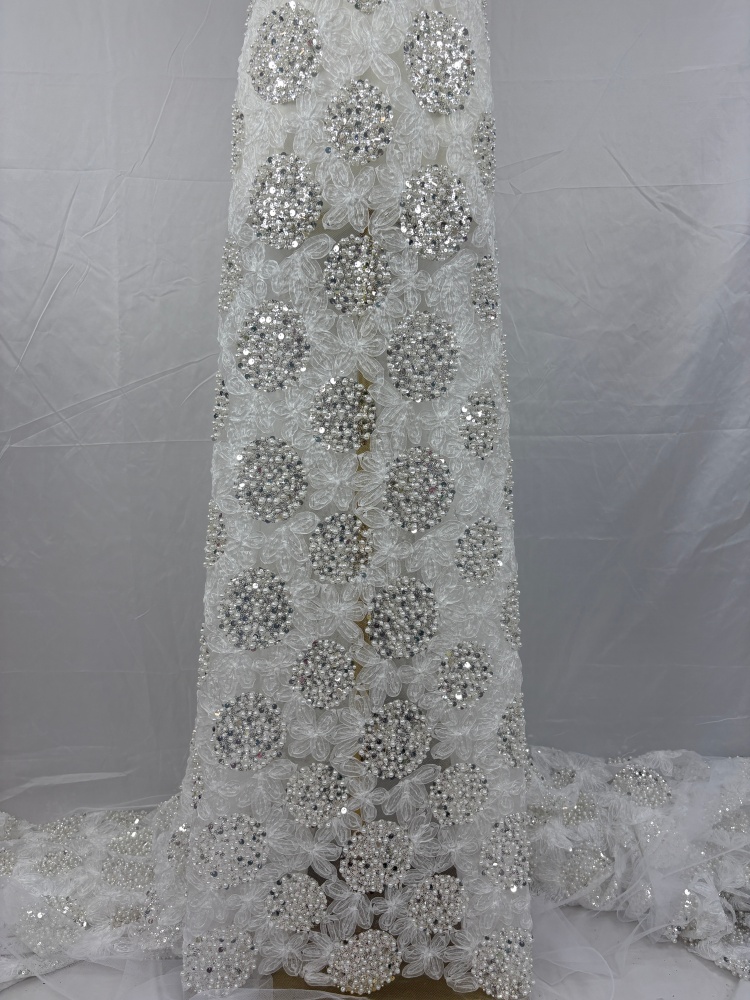 Embroidery Net Fabric - Lüks Payetli Dantel Kumaş, Yüksek Kaliteli