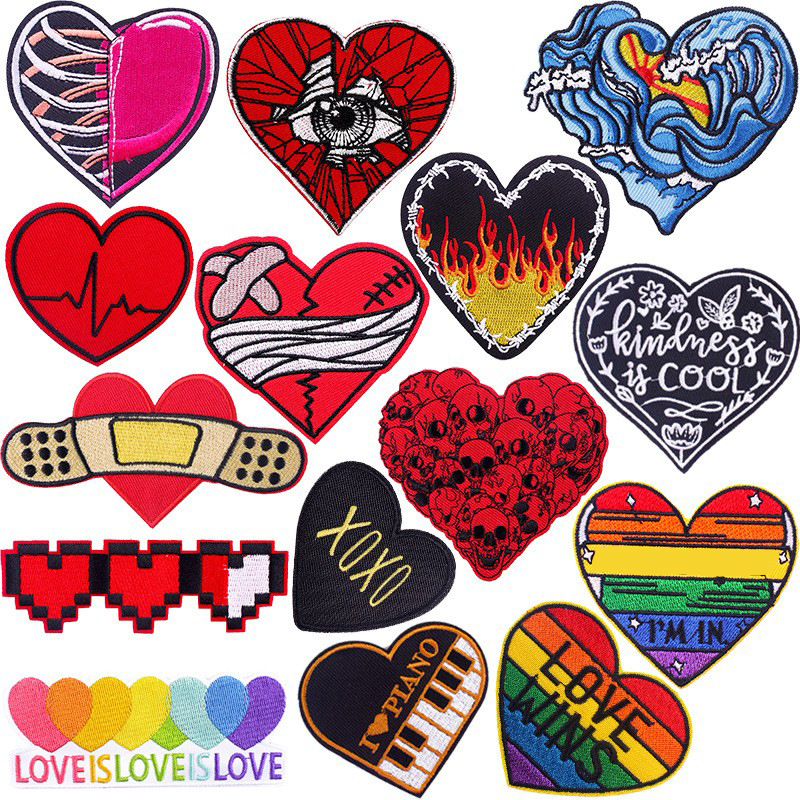 Embroidery Design Love - Tasarımcı Punk Aşk Kalp Demir-on Dikiş