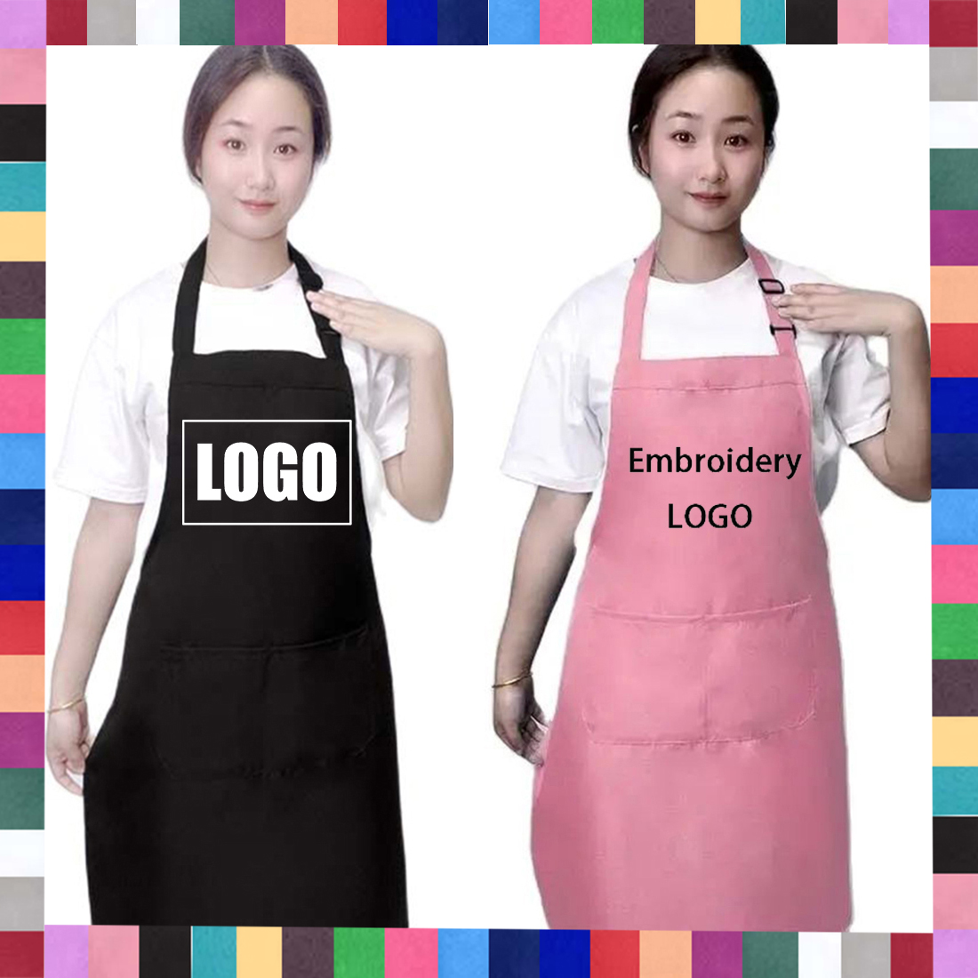 Embroidery Kitchen - 18 Renk Özel LOGO Önlükleri Kadın