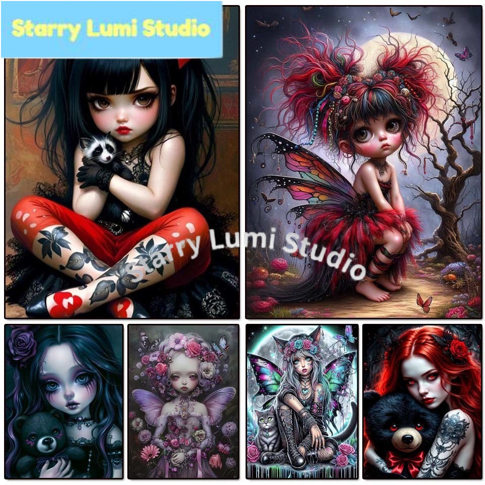Embroidery Gothic - 5D Elmas Boyama Seti Gotik Kız