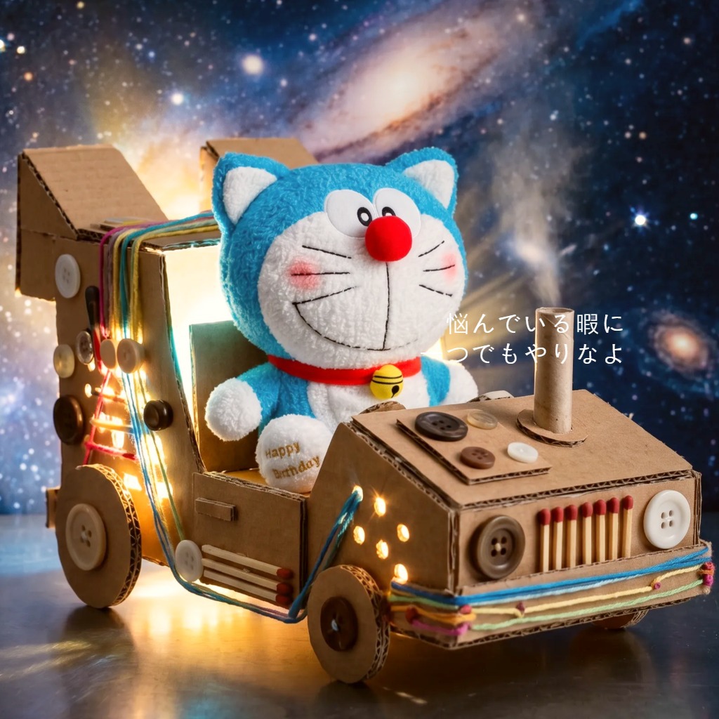 Embroidery Design Love - Sevimli Doğum Günü Versiyonu Doraemon Peluş