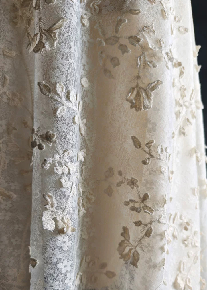 1 yard 3D nakış dokulu dantel  - Embroidery Net Fabric incelemesi ve fiyatı