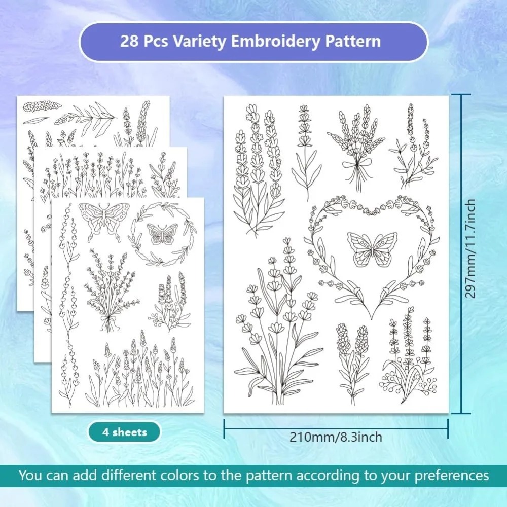 4 sayfa Lavanta Çiçek Kelebek  - Embroidery Cloth incelemesi ve fiyatı
