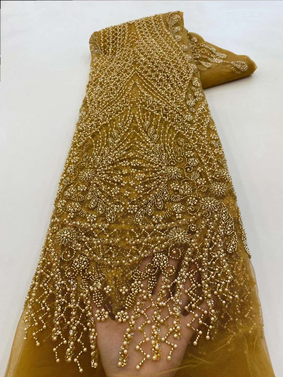 Kahverengi pullu boncuklu nakı - Embroidery Net Fabric incelemesi ve fiyatı