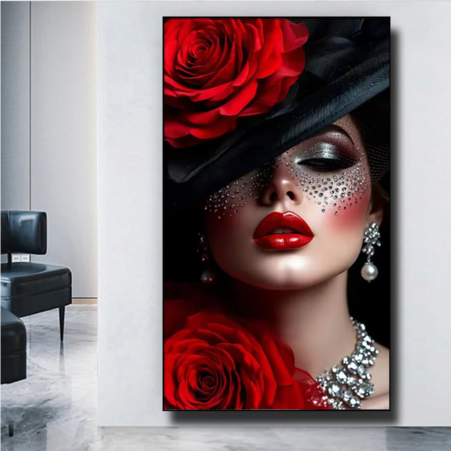 Kadınlar için zarif kırmızı du - Embroidery Lips incelemesi ve fiyatı