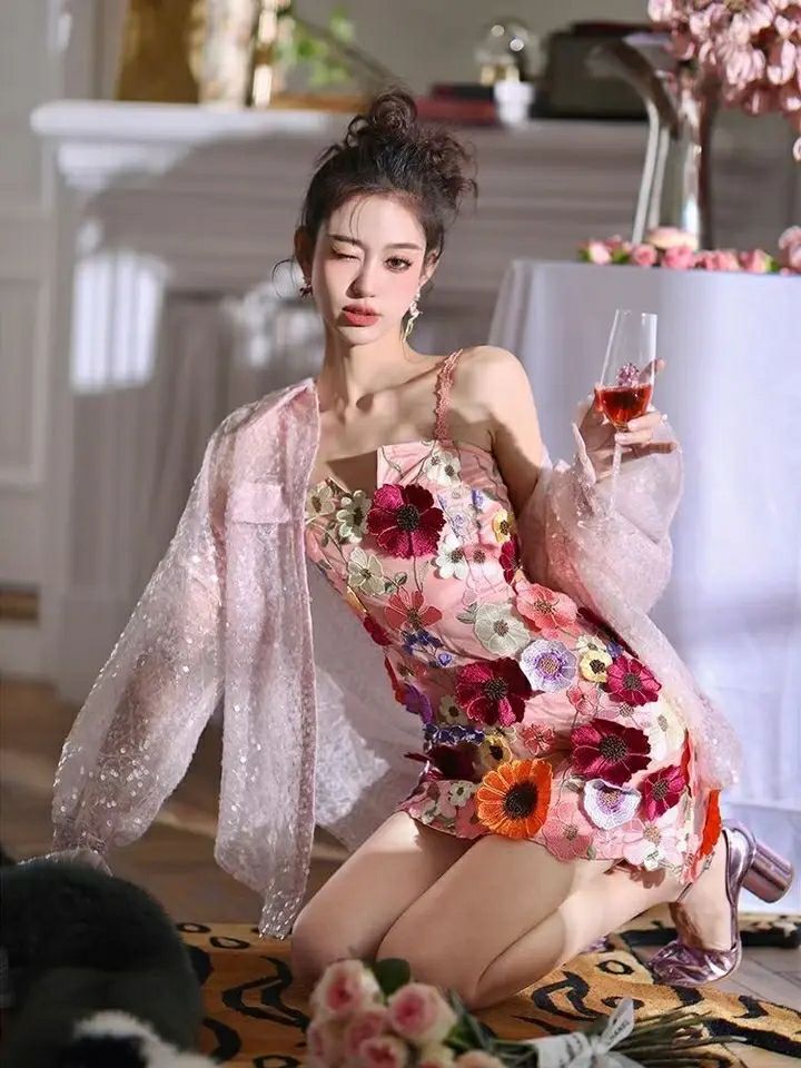 Renkli 3D Çiçek Dantel Kumaş D - Embroidery Net Fabric incelemesi ve fiyatı